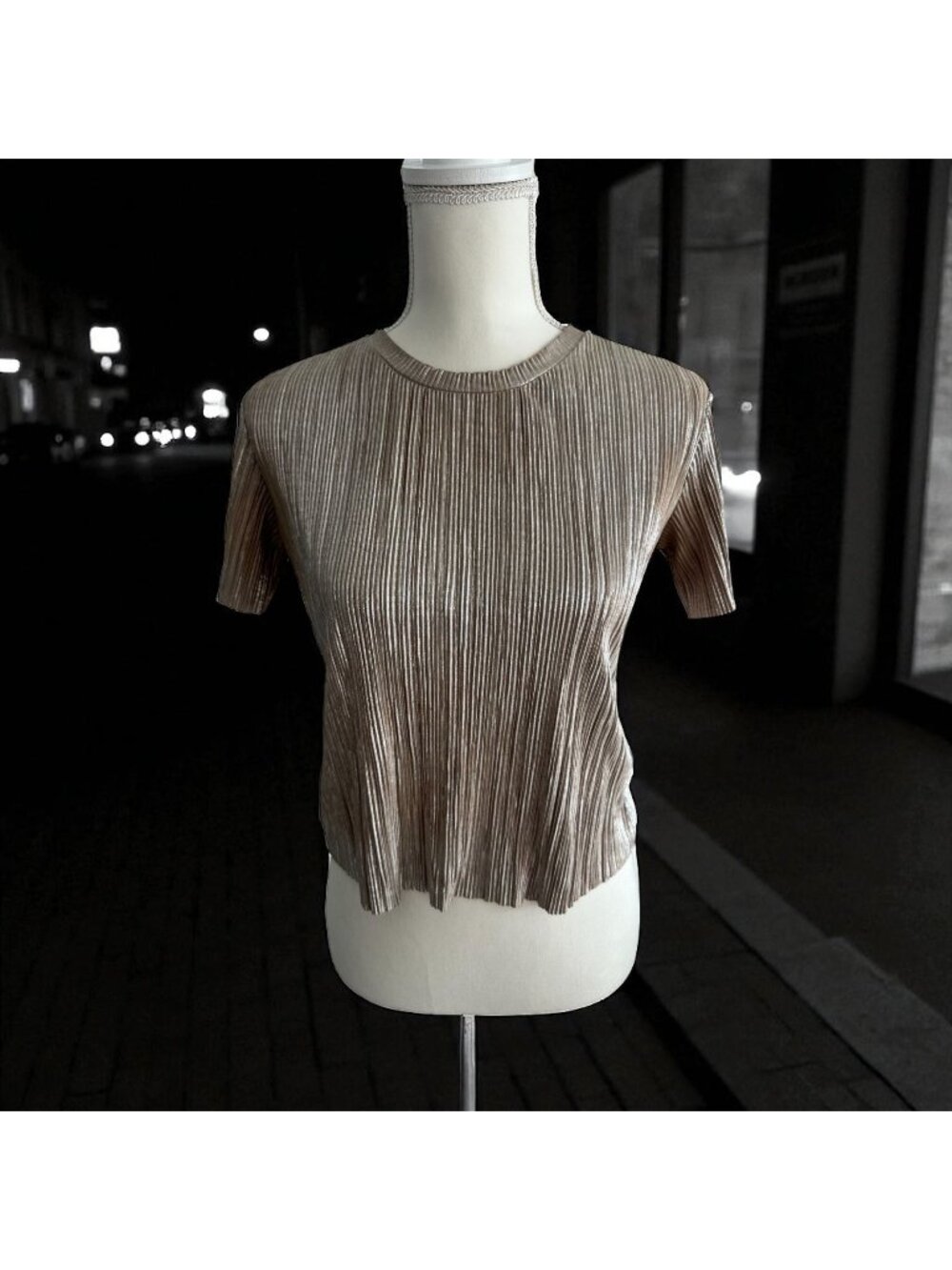 & OTHER STORIES Gold Metallic Tee Top Size 2